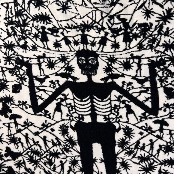 Plenty By Tracy Reese Sleeveless Top Black White Skeleton Tribal Woman M - Picture 3 of 8